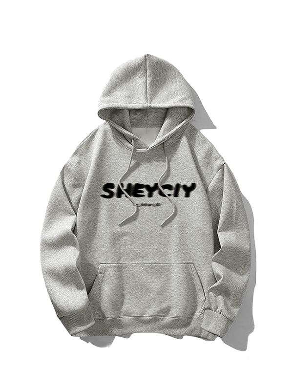 Sudadera extragrande con estampado de letras borrosas para hombre-1