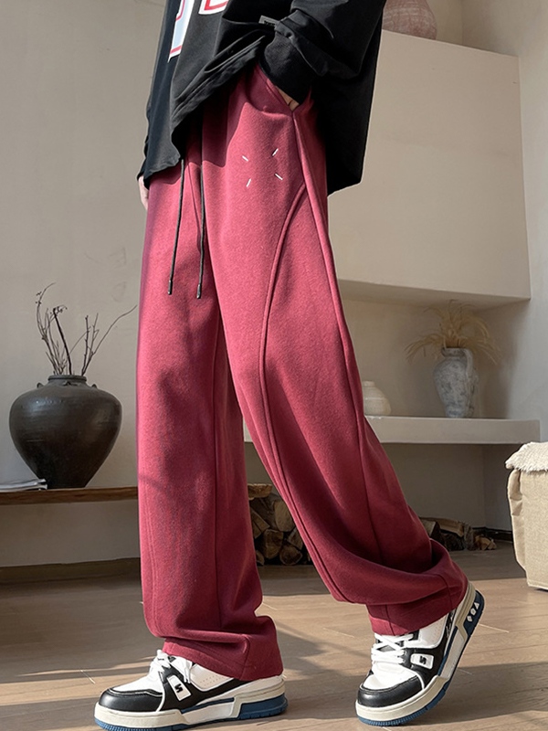 Pantalones deportivos de silueta con cordón liso para hombre-2