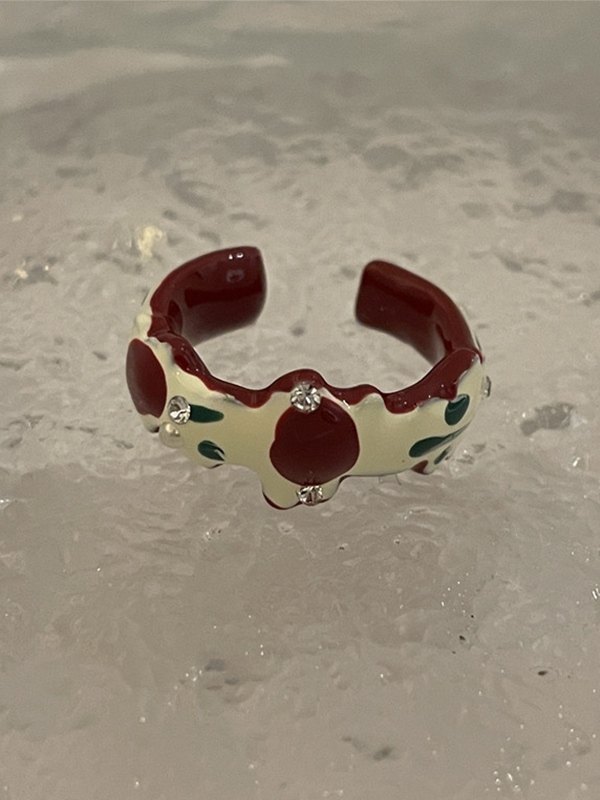 Anillo de puño de esmalte con adorno de diamantes de imitación-2