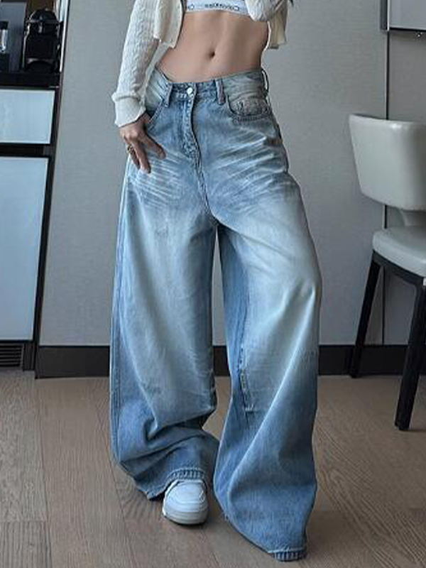 Vaqueros boyfriend de cintura alta con diseño cepillado vintage-3