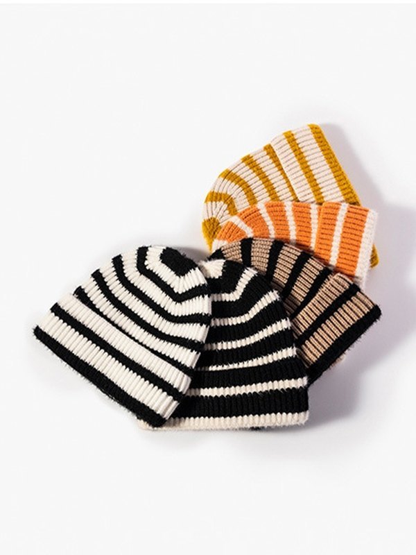 Gorro Beanie Punto Rayas Vintage-1
